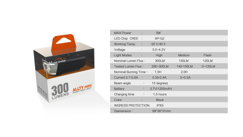 Magicshine ALLTY 300 mini Frontscheinwerfer 300 Lumen