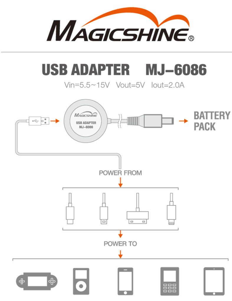 Magicshine MJ-6086 USB Powerbank Adapter black