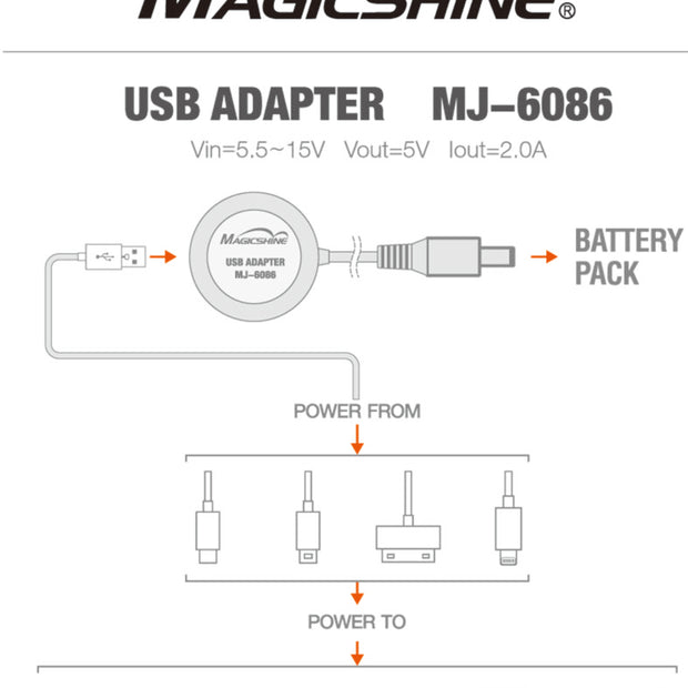MJ-6086 Adattatore power bank USB nero