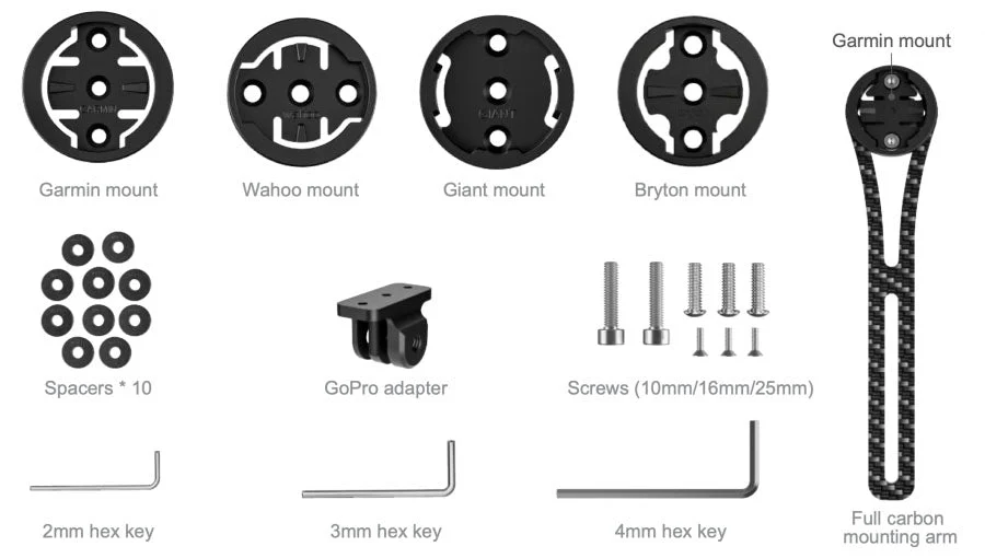 Support de guidon TTA-C Carbon Aero pour Garmin/Wahoo/Bryton/Giant/GoPro