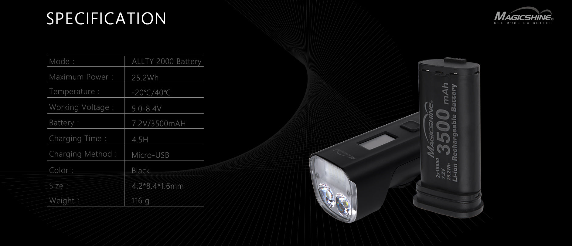 Magicshine MJ-6120 ALLTY 2000-2500 Li IOn Akku 3.5 Ah